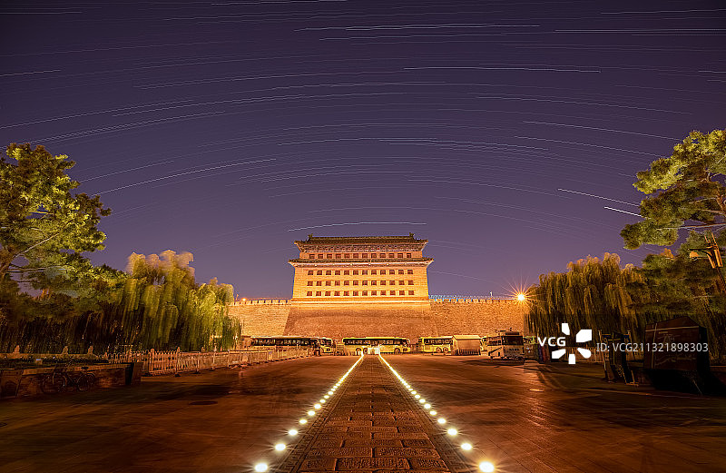 北京 德胜门 星轨图片素材