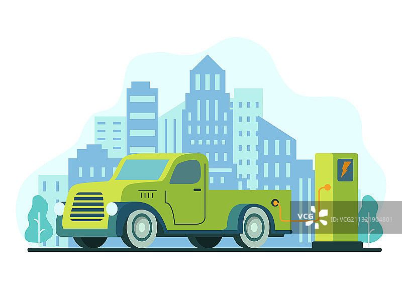 环保电动皮卡充电站图片素材