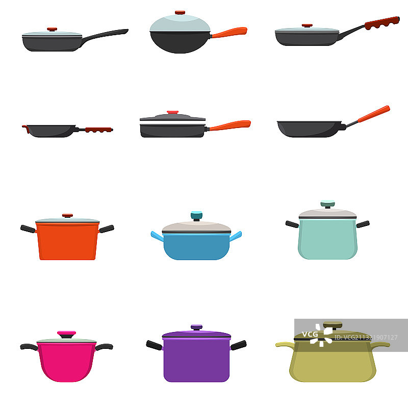 煎锅和烹饪锅具套装图片素材