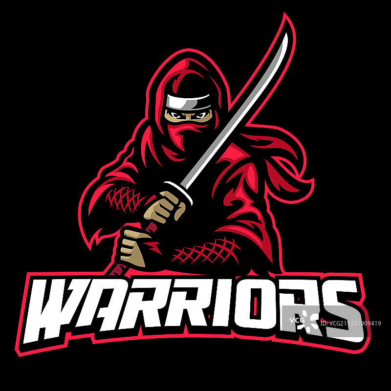 手持剑的忍者战士吉祥物图片素材