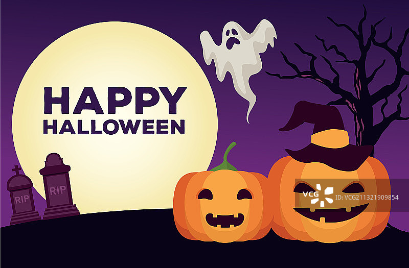 万圣节南瓜庆祝贺卡图片素材