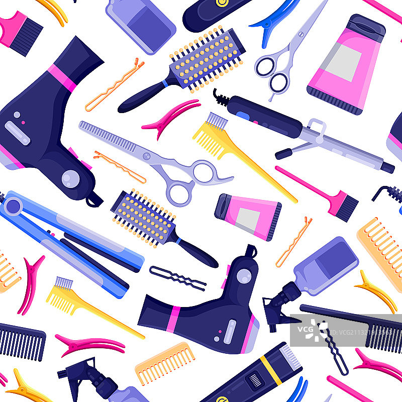 美容院无缝图案（彩色）图片素材