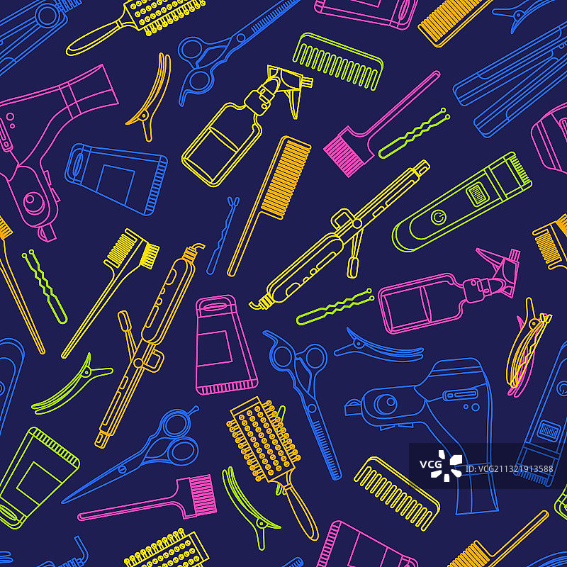美容院无缝图案（彩色）图片素材