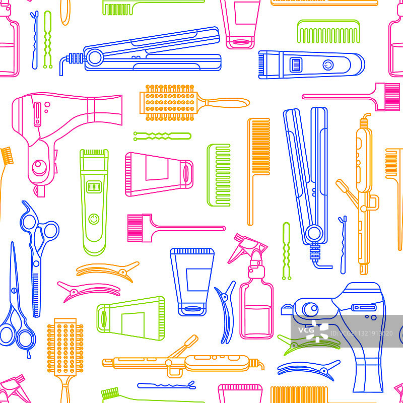 美容院无缝图案（彩色）图片素材