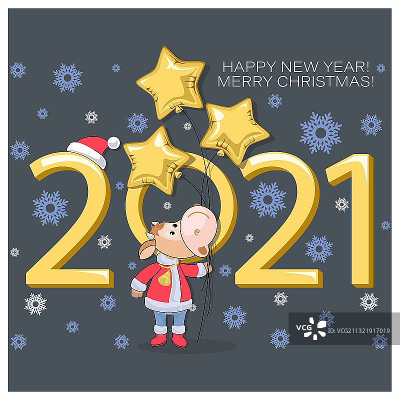 小牛犊新年象征2021年快乐图片素材
