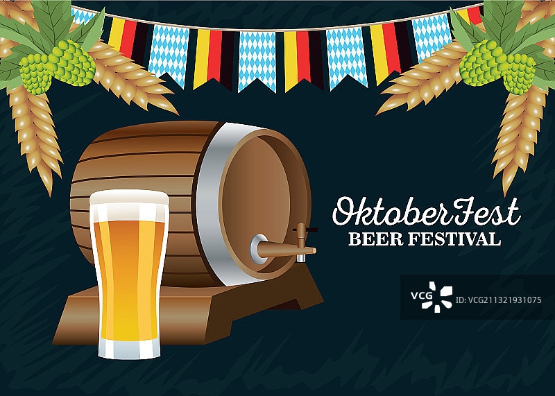 啤酒桶上的慕尼黑啤酒节庆祝活动图片素材