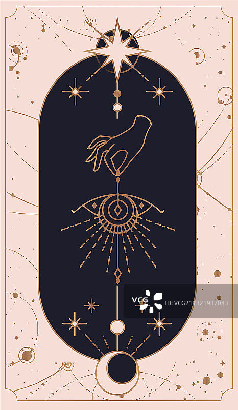 简约扁平风月亮太阳塔罗牌图片素材