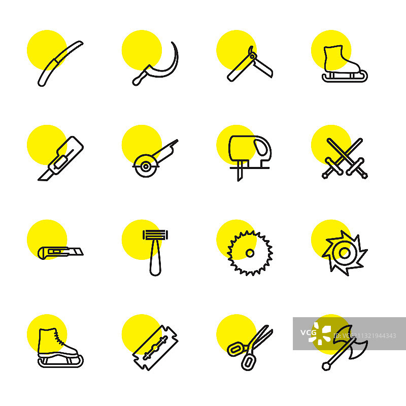 16个刀片图标图片素材