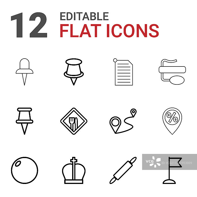 12个图钉图标图片素材