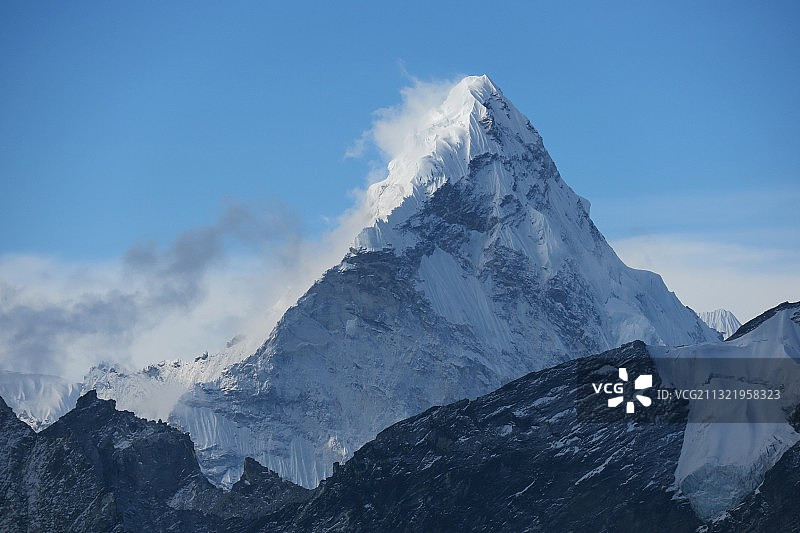 雪山风光，昆布冰川，尼泊尔昆琼图片素材