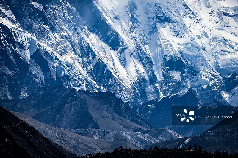 尼泊尔昆仲昆布冰川雪山航拍图片素材