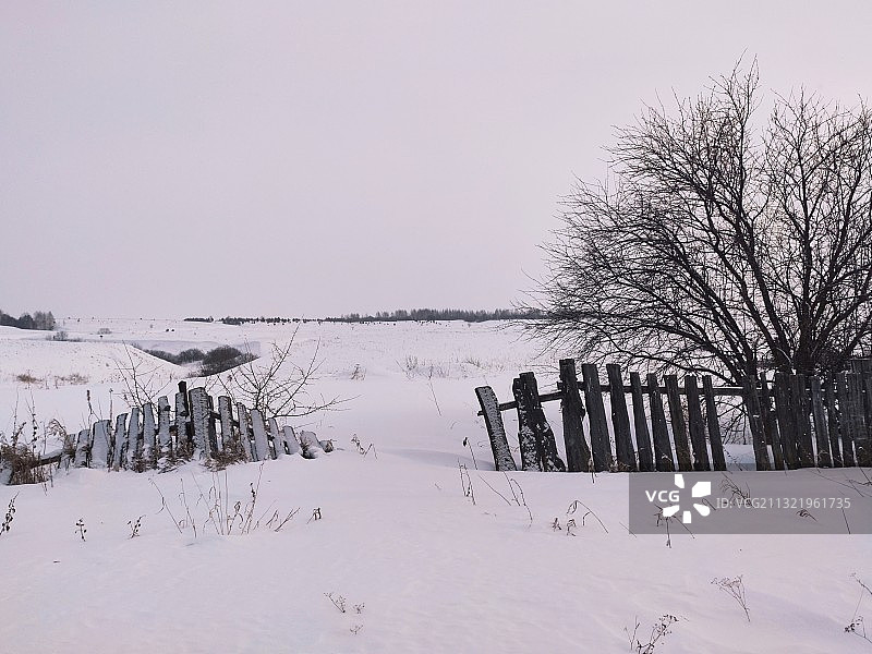 白雪覆盖的田野对天空的风景图片素材
