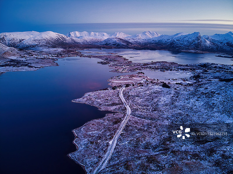 挪威埃格姆斯维恩雪山航拍景观图片素材
