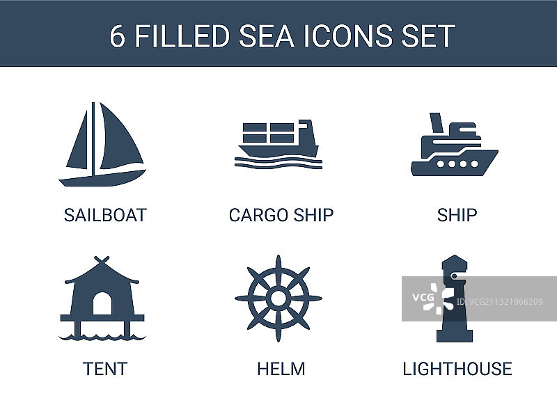 6个海洋主题图标图片素材