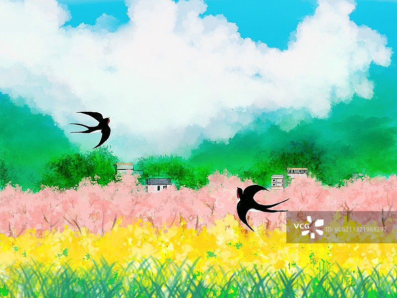 春天的乡村风景图片素材