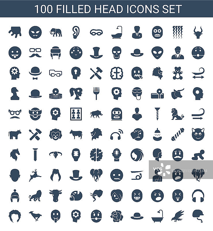 100个头部图标图片素材