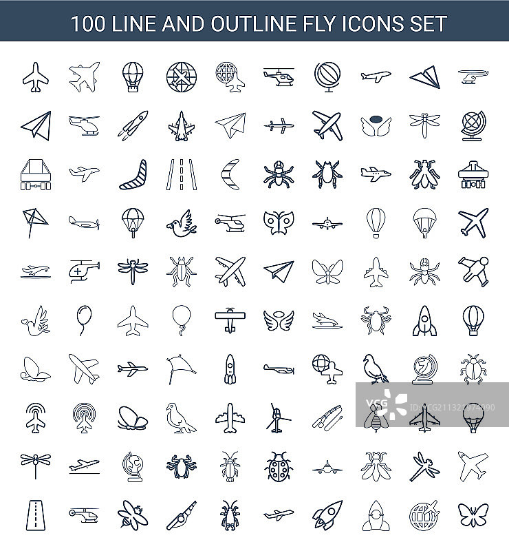 100个飞行图标图片素材