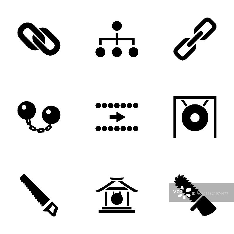 9个链条图标图片素材