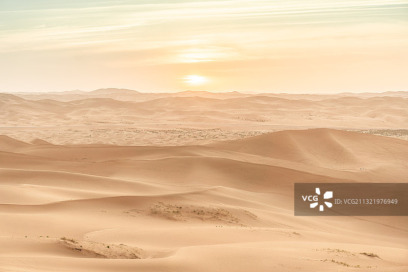 阿拉善沙漠日落景象图片素材