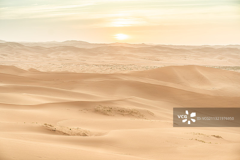 阿拉善沙漠日落景象图片素材