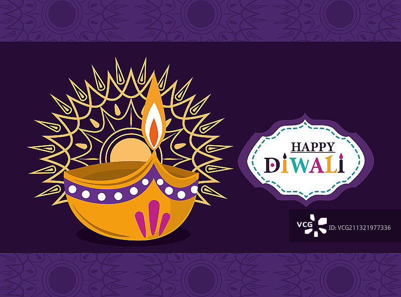 排灯节金色曼陀罗花卉灯光图片素材