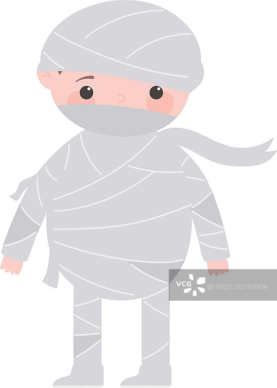 万圣节快乐男孩木乃伊服装卡通图片素材