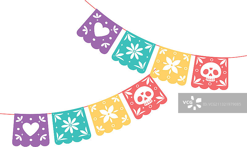 墨西哥亡灵节庆祝旗帜图片素材