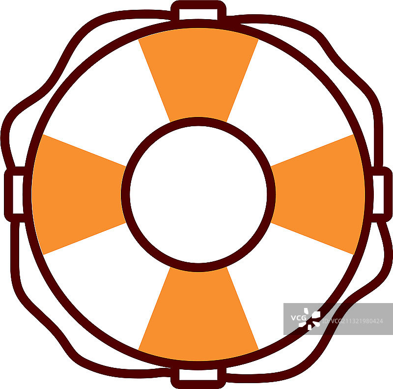 半线条半彩色风格救生圈图标图片素材