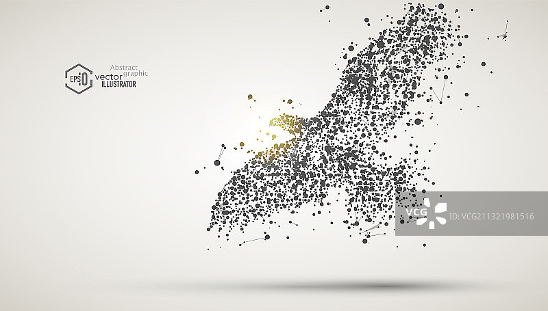 粒子点和线汇聚成展翅飞翔的雄鹰，矢量抽象商业金融背景图片素材