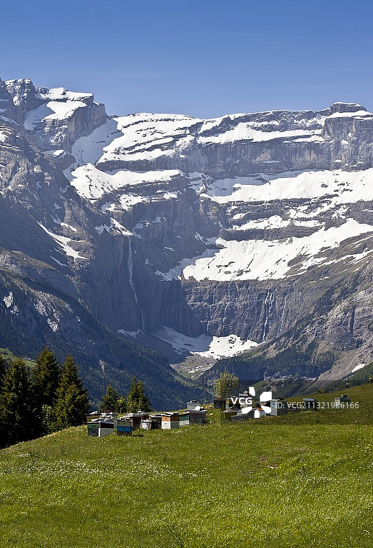 法国加瓦尔尼冰斗的蜂箱图片素材