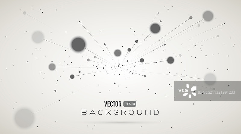 从中心发散运行的粒子圆点，矢量抽象科技元素背景图片素材