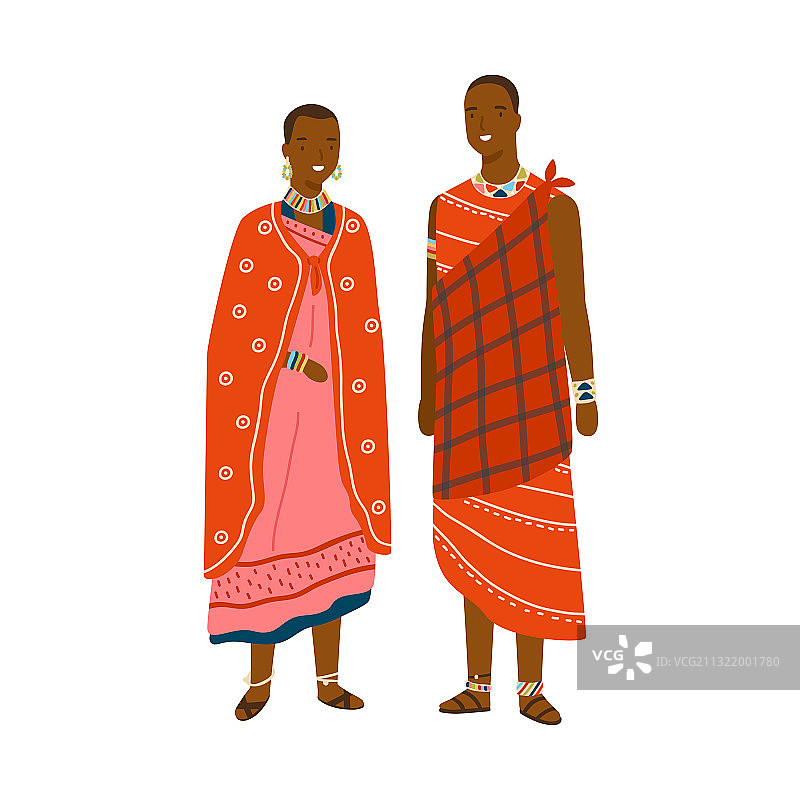 身穿传统马赛服饰的情侣图片素材