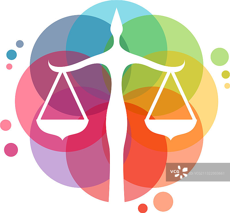 彩色法律天平标志仲裁员标志设计图片素材