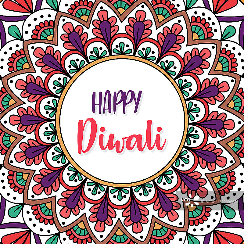 排灯节圆形花卉背景图片素材