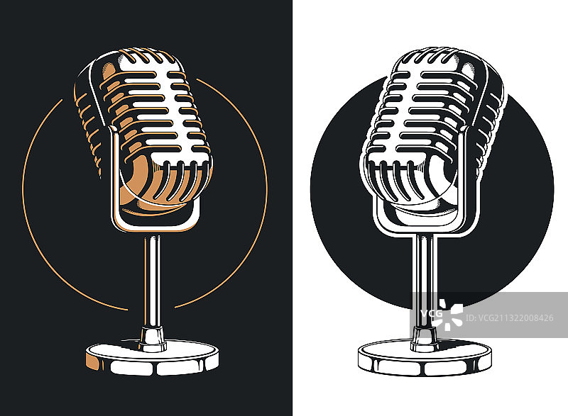 播客麦克风录音剪影图片素材