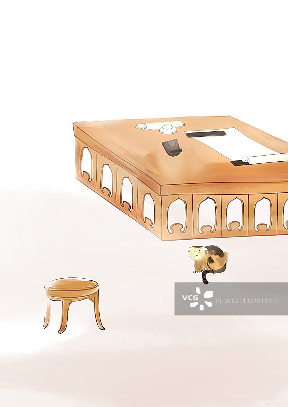 传统文化古典家具室内设计插画图片素材