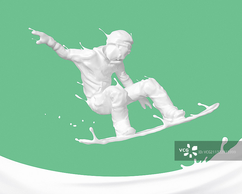 牛奶形态的人物滑雪图片素材