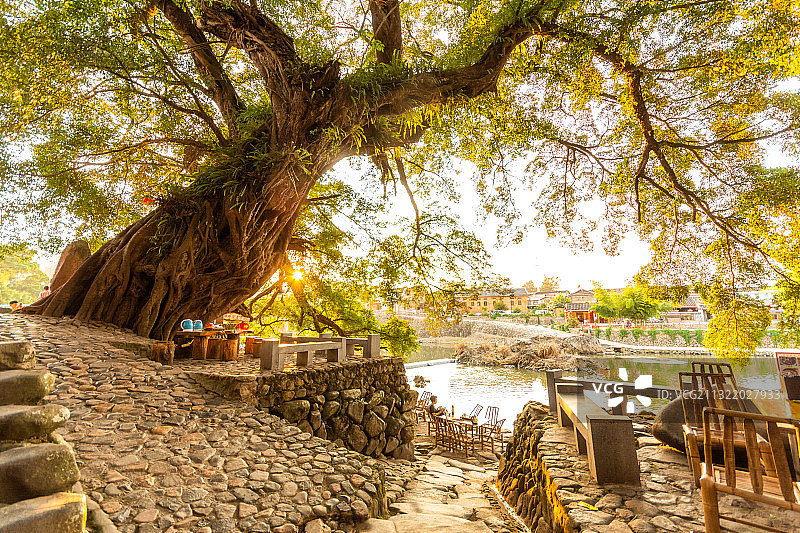 福建漳州南靖县云水谣风光，闽南，古镇，水乡，土楼图片素材