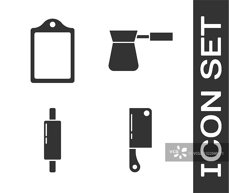 切肉器皿、砧板、擀面杖套装图片素材