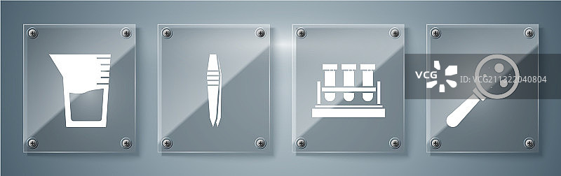 放大镜、试管下的微生物套装图片素材