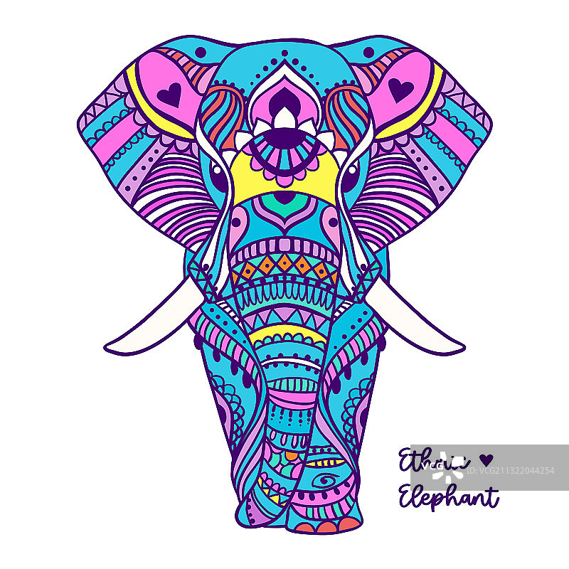 大象几何圆形图案元素图片素材