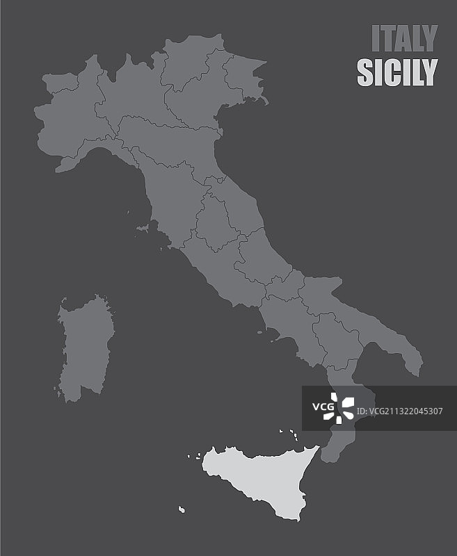 意大利西西里岛地图图片素材