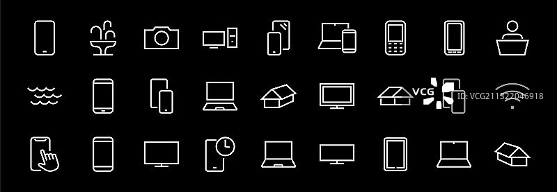 智能设备和工具线性图标集图片素材