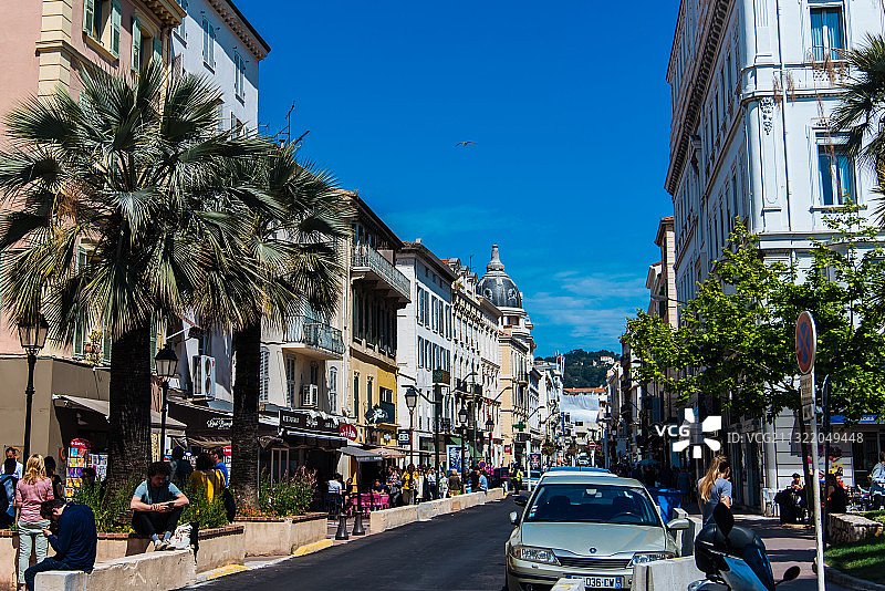 戛纳电影节期间法国南部地中海海边城市戛纳的街道图片素材