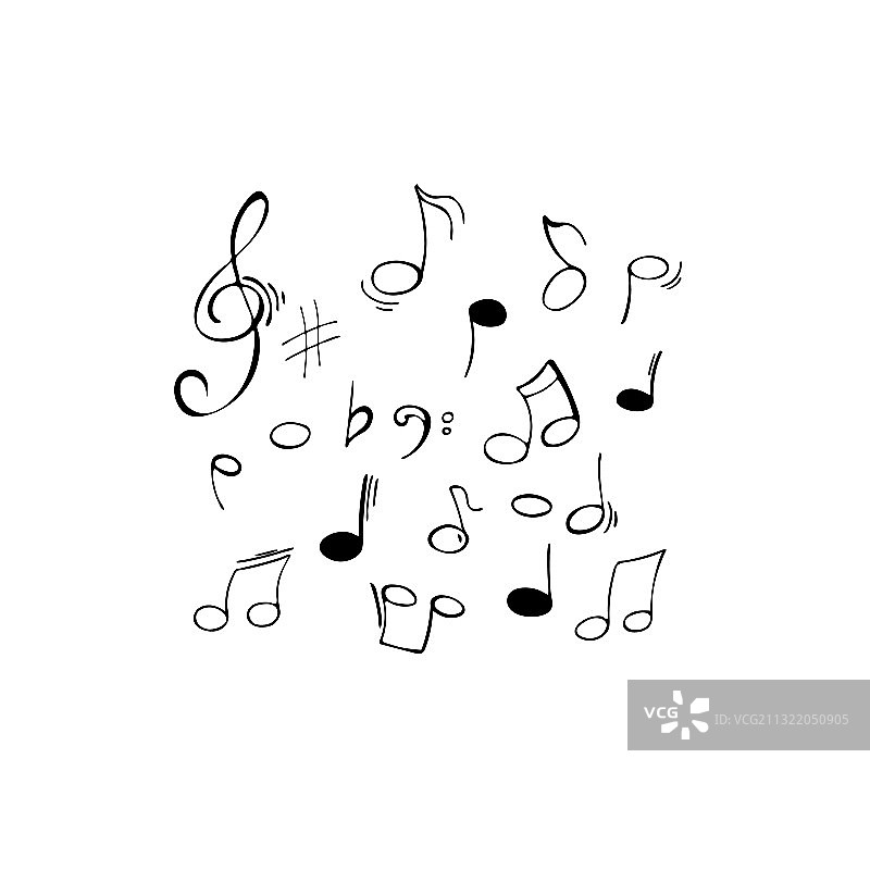 白色背景上的手绘乐谱图片素材