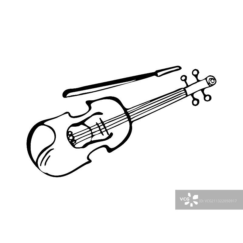 手绘白色背景上的小提琴图片素材