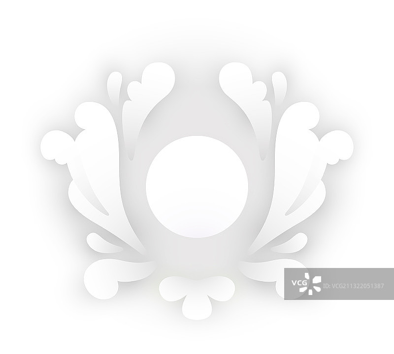 白色花卉元素边框带阴影白色背景图片素材