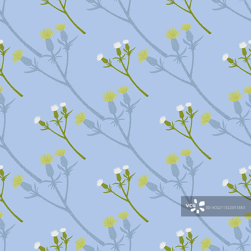 绿色和蓝色牛蒡枝叶剪影图片素材