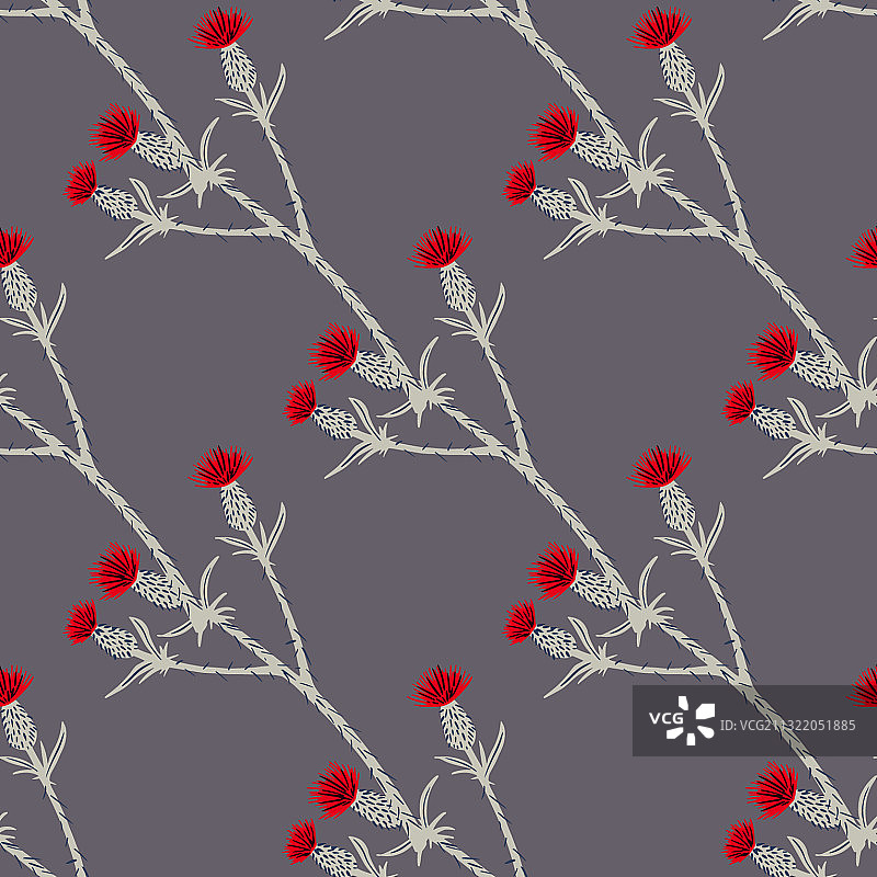 复古红色牛蒡无缝图案图片素材