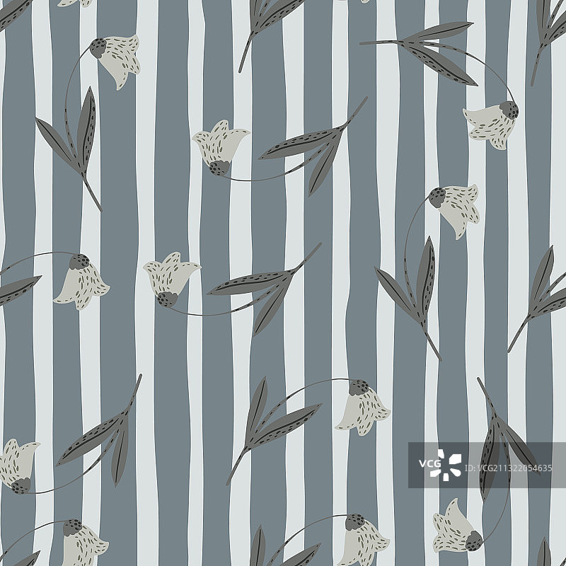 蓝色风铃花无缝随机图案图片素材